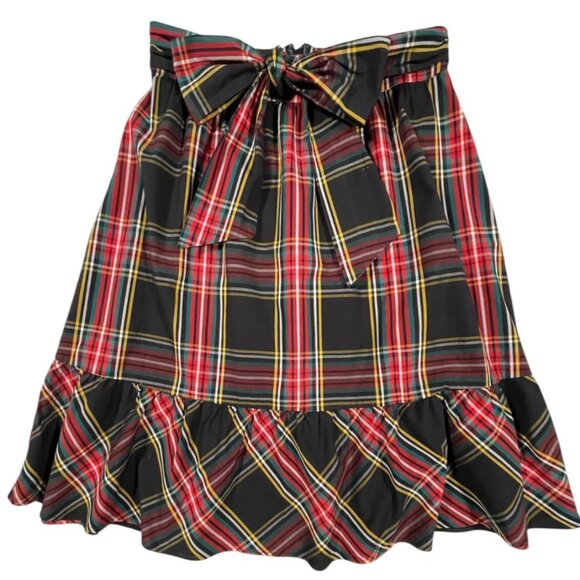 J.CREW Dresses & Skirts - J. Crew Women's Black Tartan Plaid Big Bow Midi Skirt SIZE-2